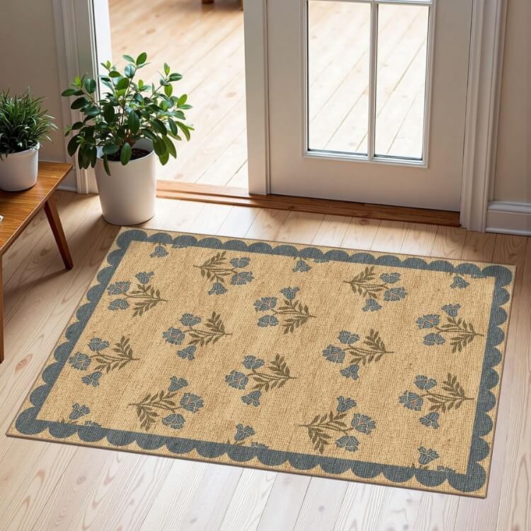 Floral Jute Front Door Mat
