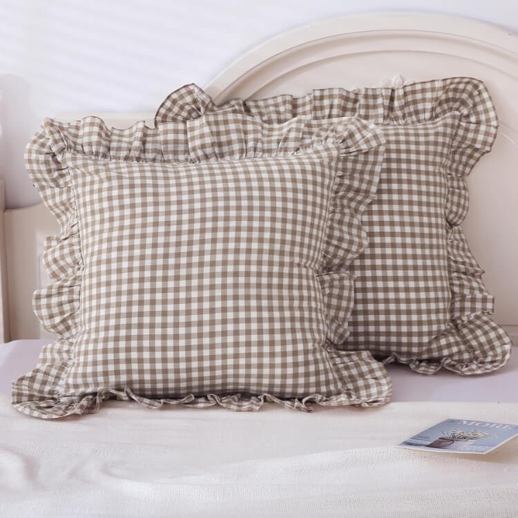 Plaid Ruffle Throw Pillow Covers