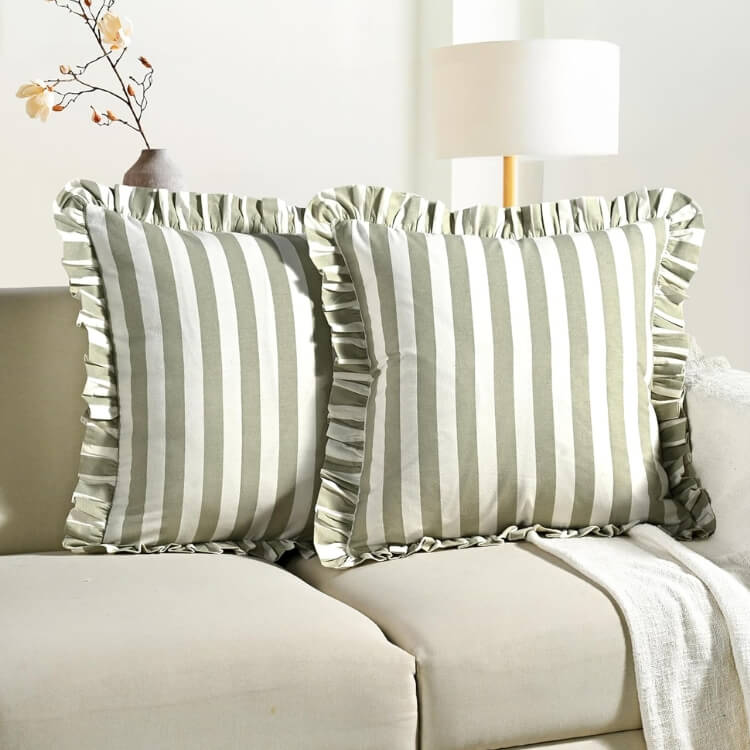 Striped Ruffle Throw Pillow Covers