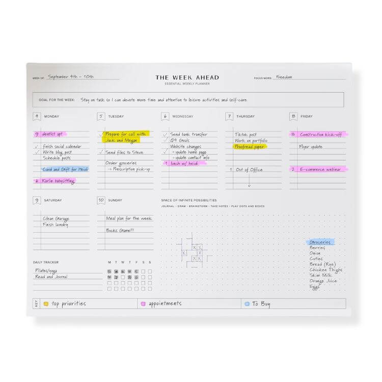 Weekly Overview Notepad