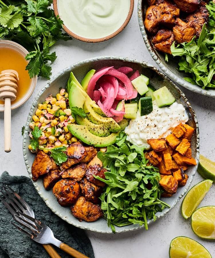 hot honey chicken bowls