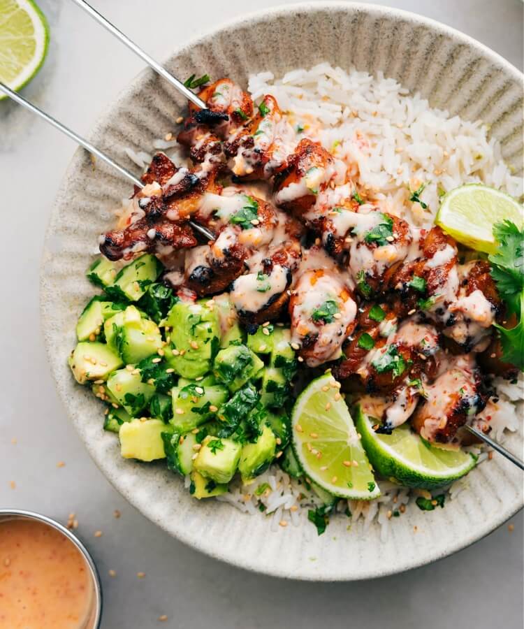bang bang chicken skewers