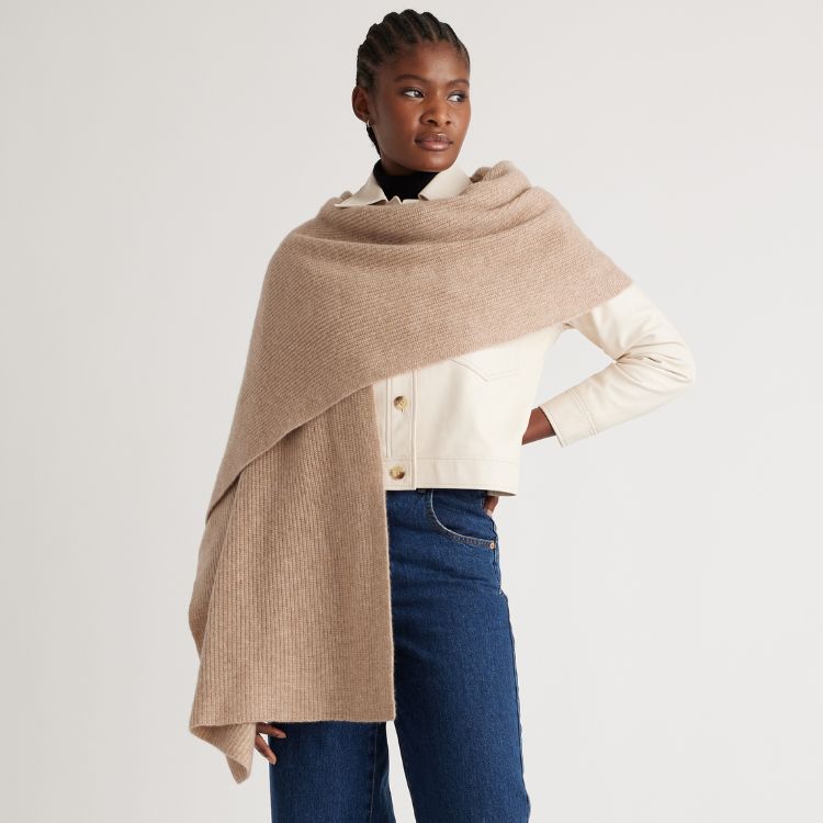 Mongolian Cashmere Ribbed Wrap