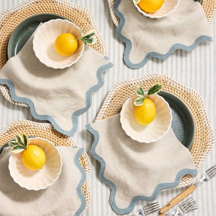 European Linen Scallop Edge Napkins