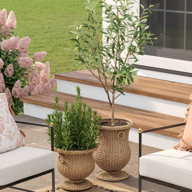 Resin Wicker Outdoor Planter