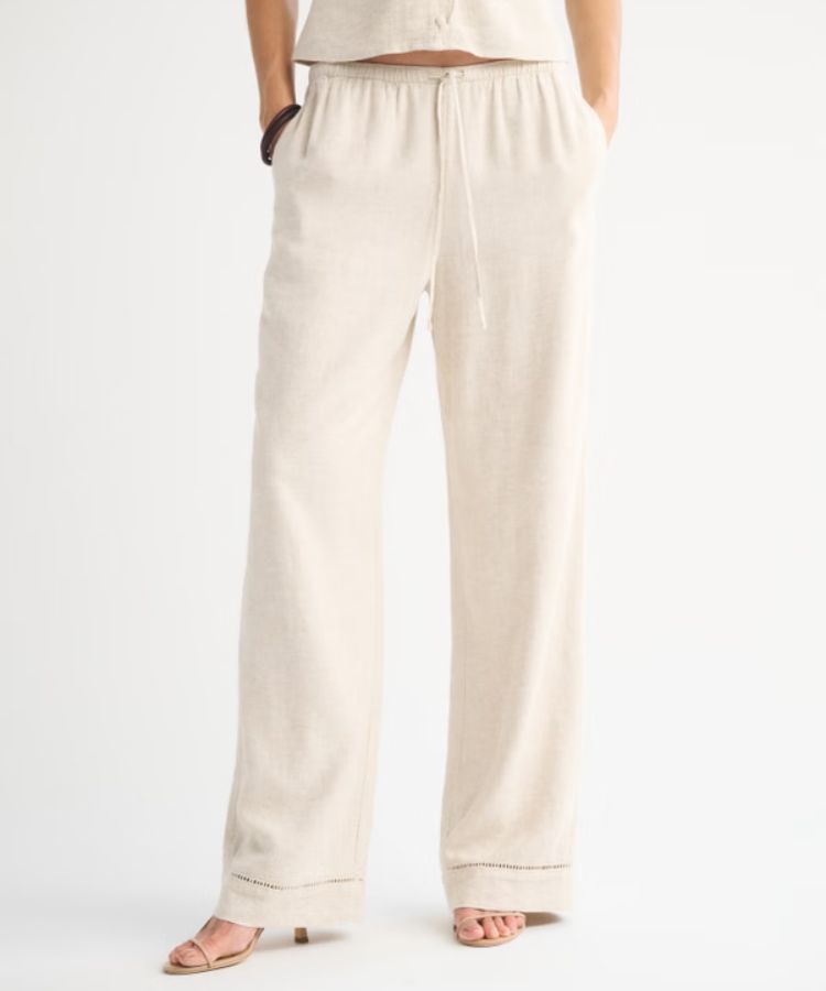 Linen-Blend Pull-On Pant