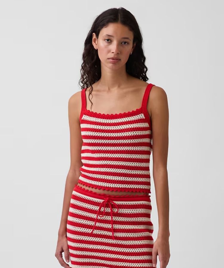 100% Cotton Crochet Crop Sweater Tank