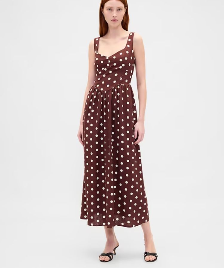 Seamed Drop-Waist Maxi Dress