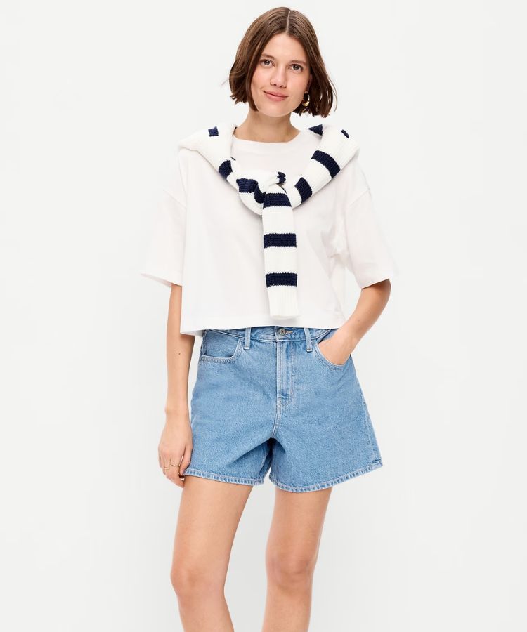 High-Waisted Baggy Jean Shorts