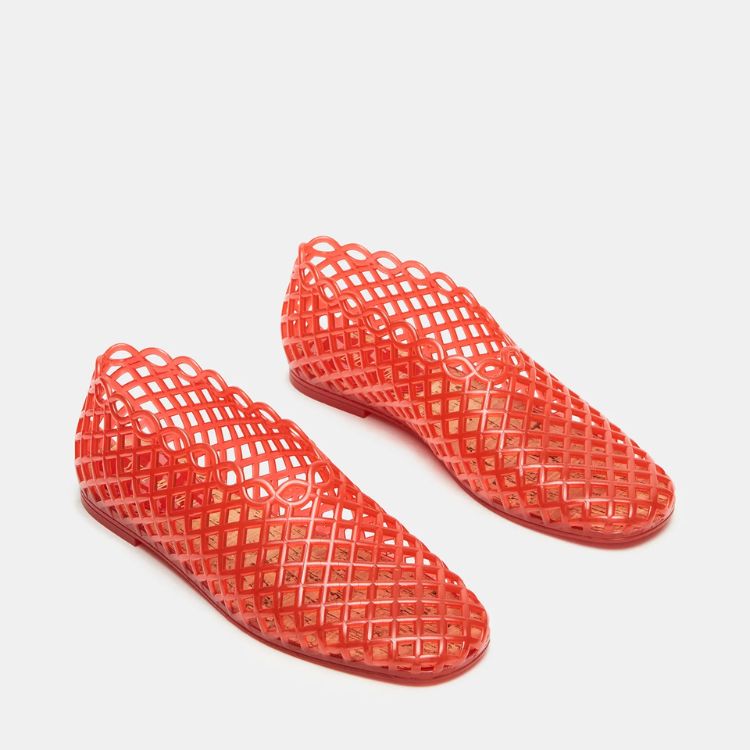 Red Square-Toe Jelly Flat