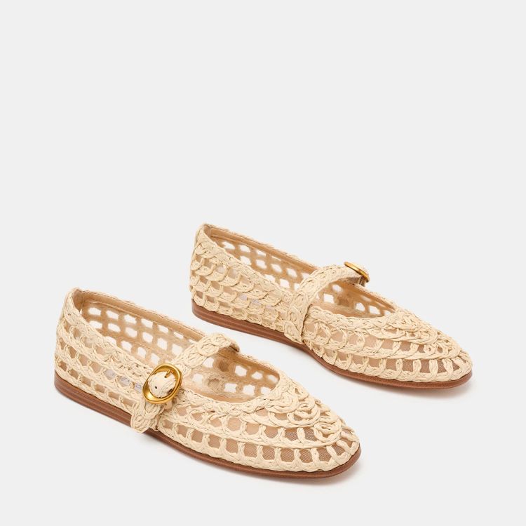 Natural Raffia Mary Jane Flat