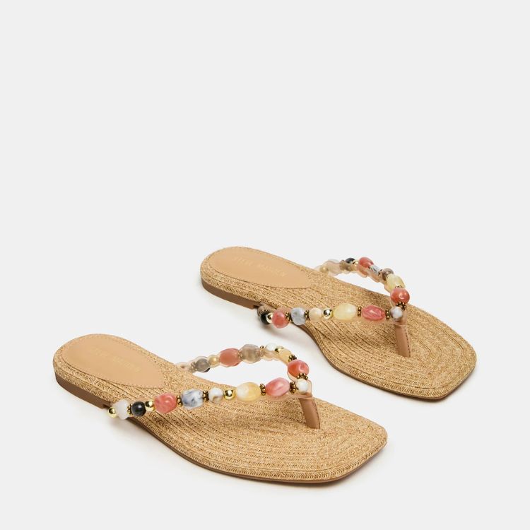 Beaded Thong Square-Toe Sandal
