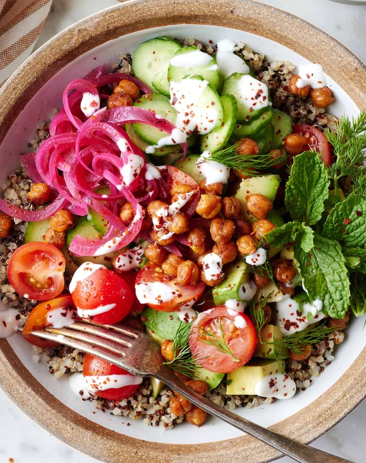 plant forward recipes chickpea bowl