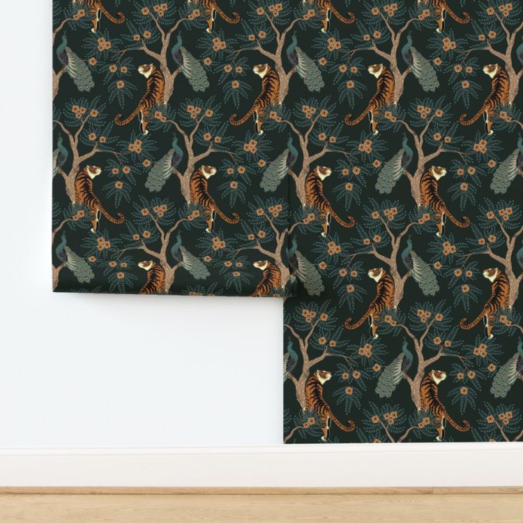 Tiger & Peackock Wallpaper