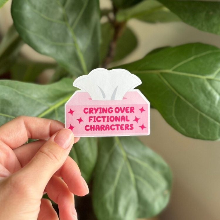 'Crying Over Fictional Characters' Sticker