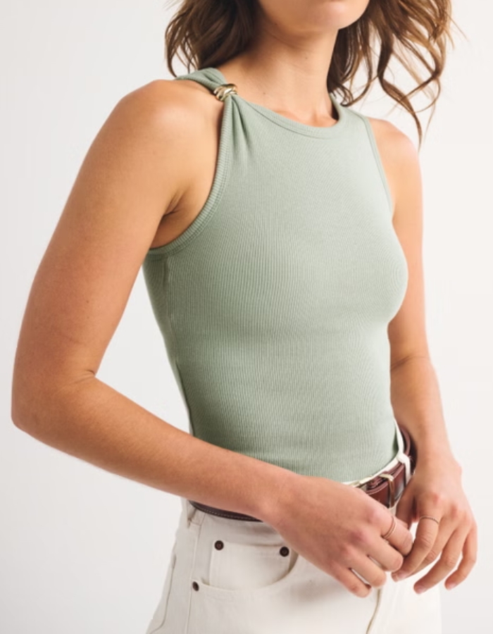 Bra-Free Hardware High-Neck Tank