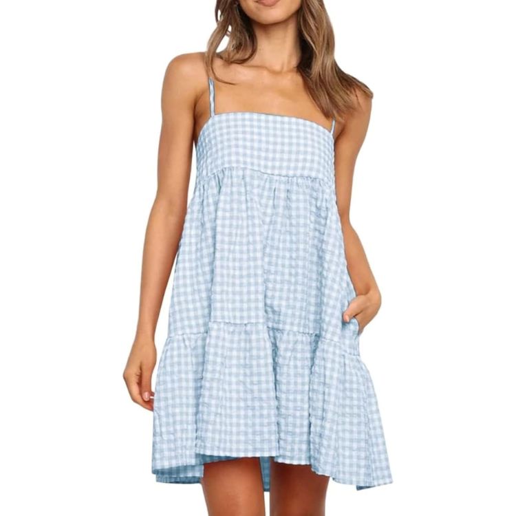Womens Summer Plaid Mini Dress