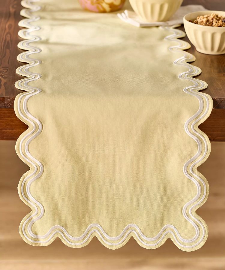 Scalloped Embroidered Table Runner