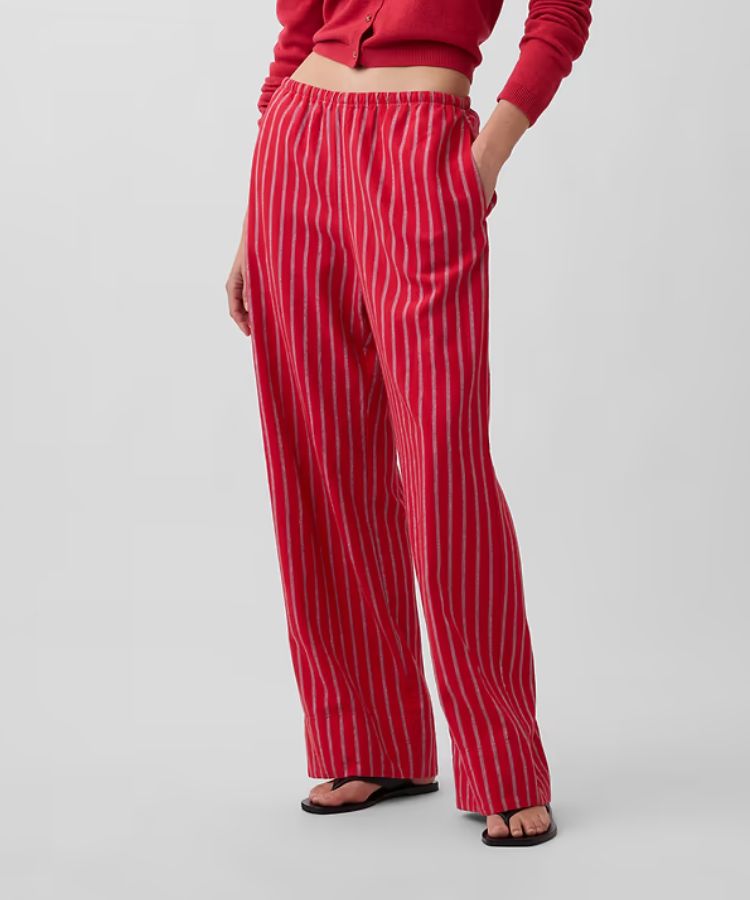 Linen-Blend Easy Wide-Leg Pants
