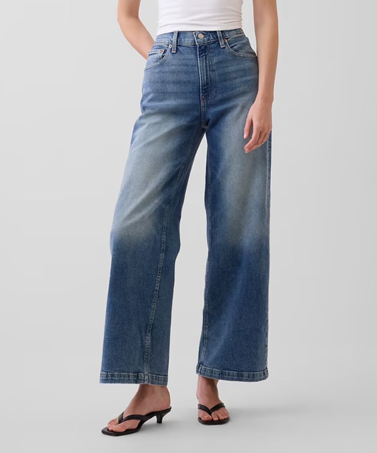 High Rise Stride Wide-Leg Ankle Jeans
