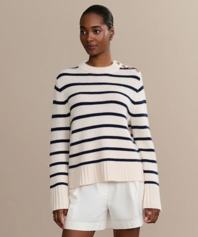 Navy Striped Crewneck