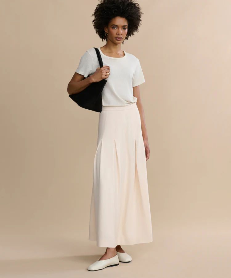 Box Pleat Crepe Skirt