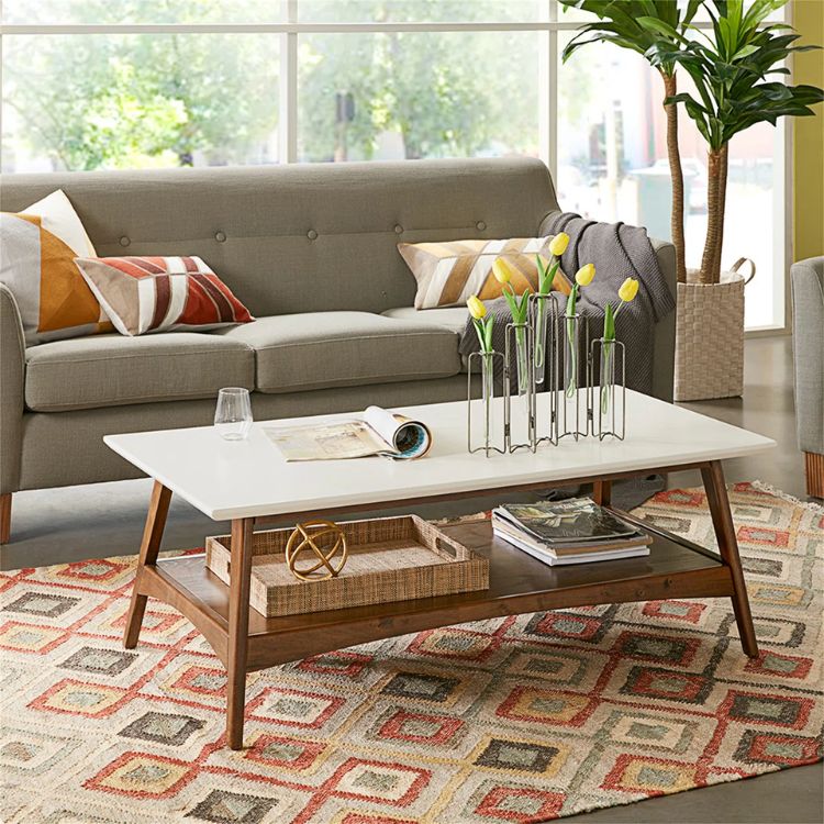 Mid-Century Coffee Table with Storage Shelf
