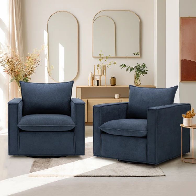 Upholstered Swivel Accent Armchairs, Set of 2