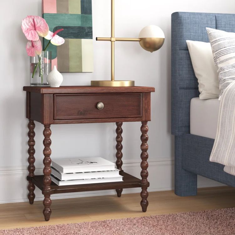 Turned Wood Spindle Nightstand