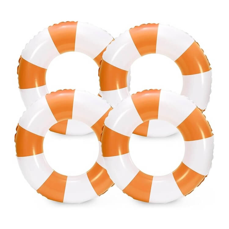 White & Orange Inflatable Swimming Tubes