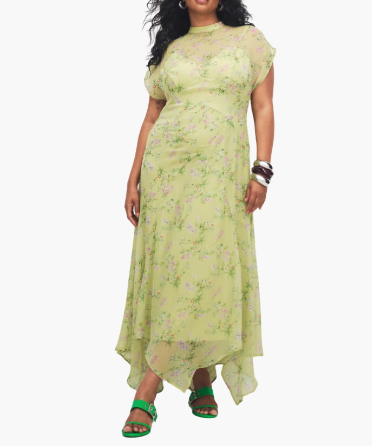 High Neck Hanky Hem Dress