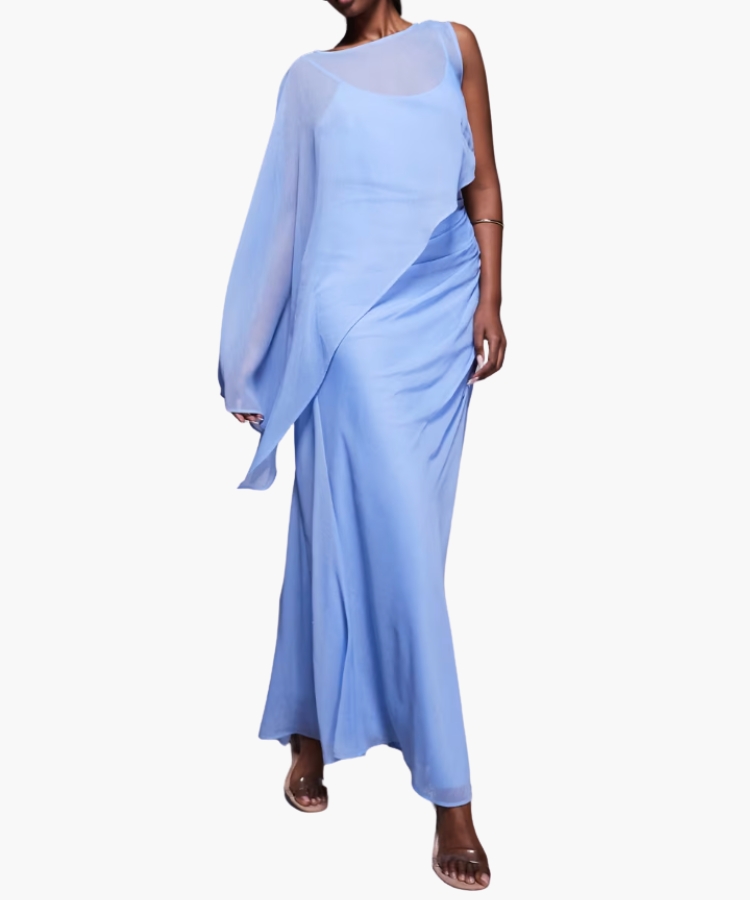 Asymmetric Draped Maxi Dress