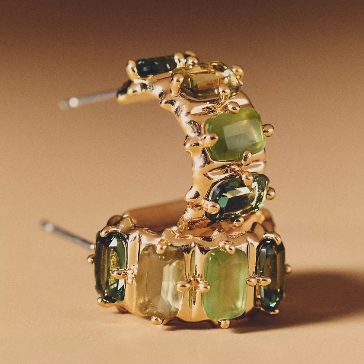 Crystal Baguette Huggie Hoop Earrings