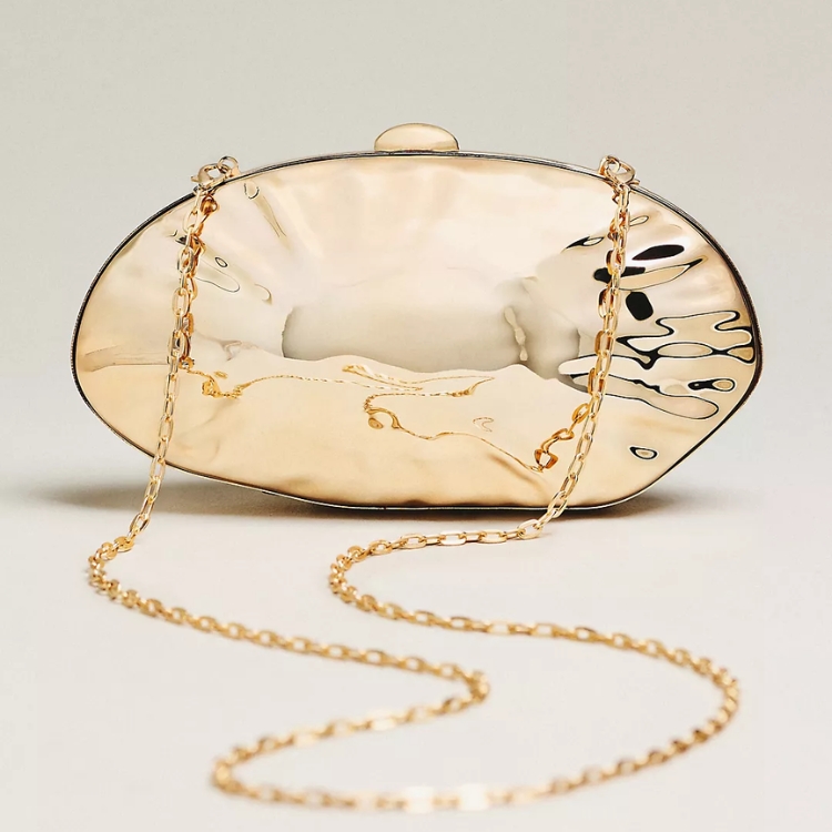 Hammered Seashell Clutch