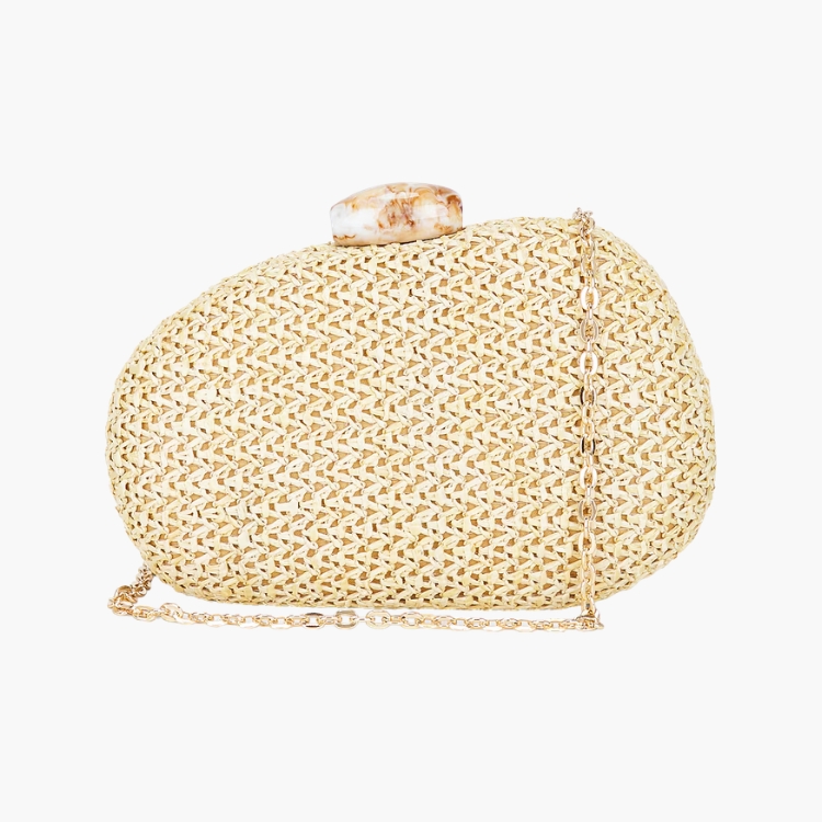 Dionne Raffia Box Clutch