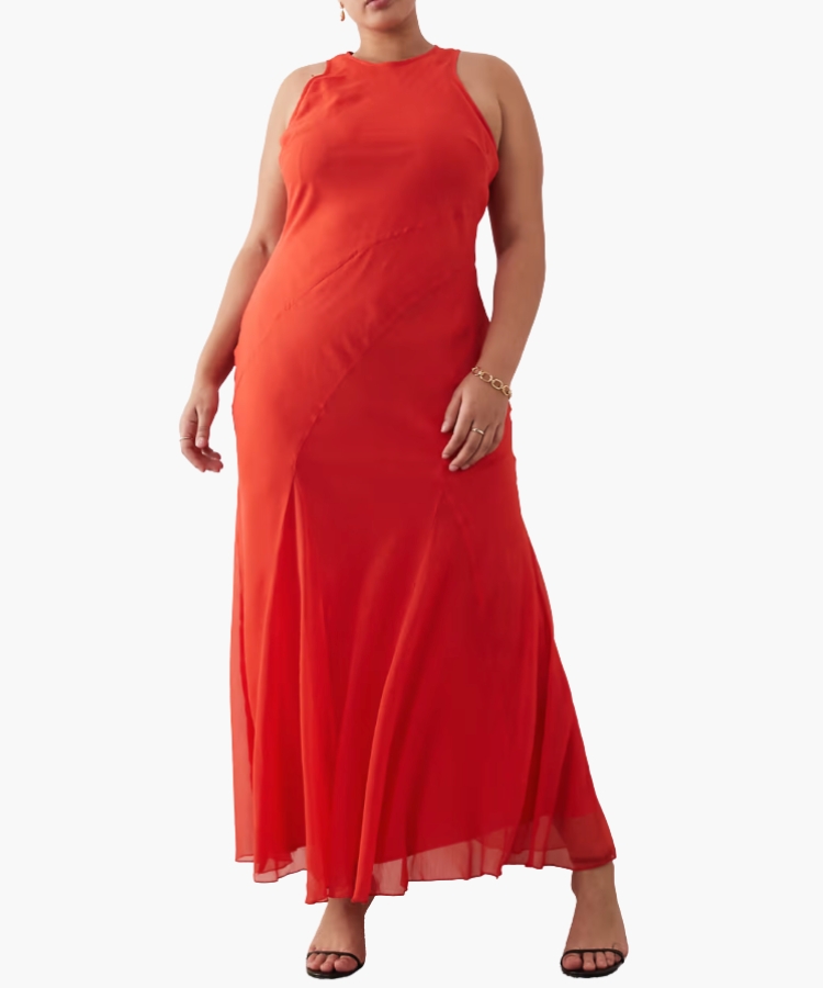 Curve Racer Neck Maxi Dress