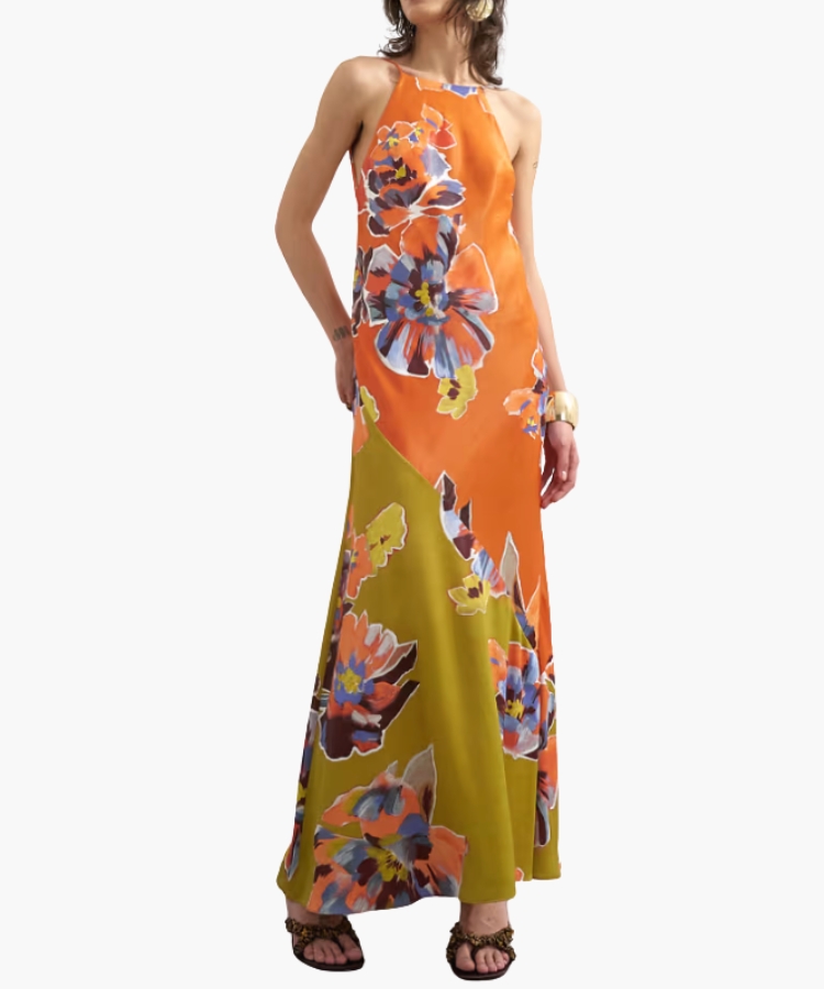 Bias Cut Halter Maxi Dress
