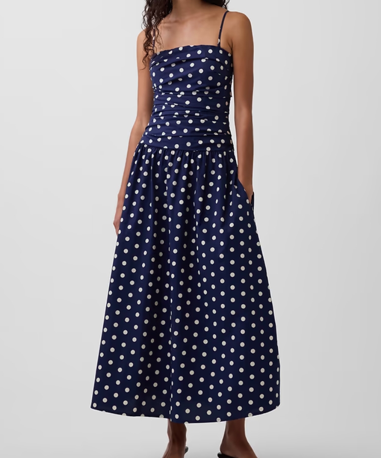 Poplin Drop-Waist Maxi Dress