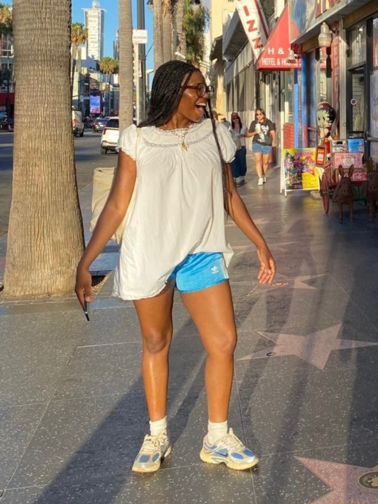 doen babydoll dress with track shorts