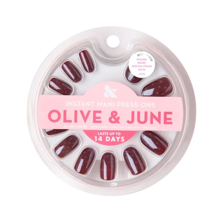 'Cherry Mocha Polka Dots' Press-On Nails